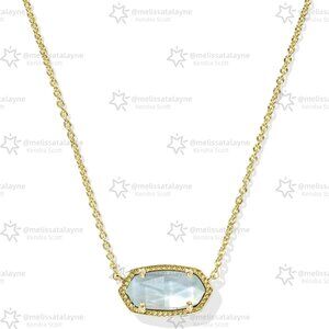 Elisa Gold Pendant Necklace in Light Blue Illusion